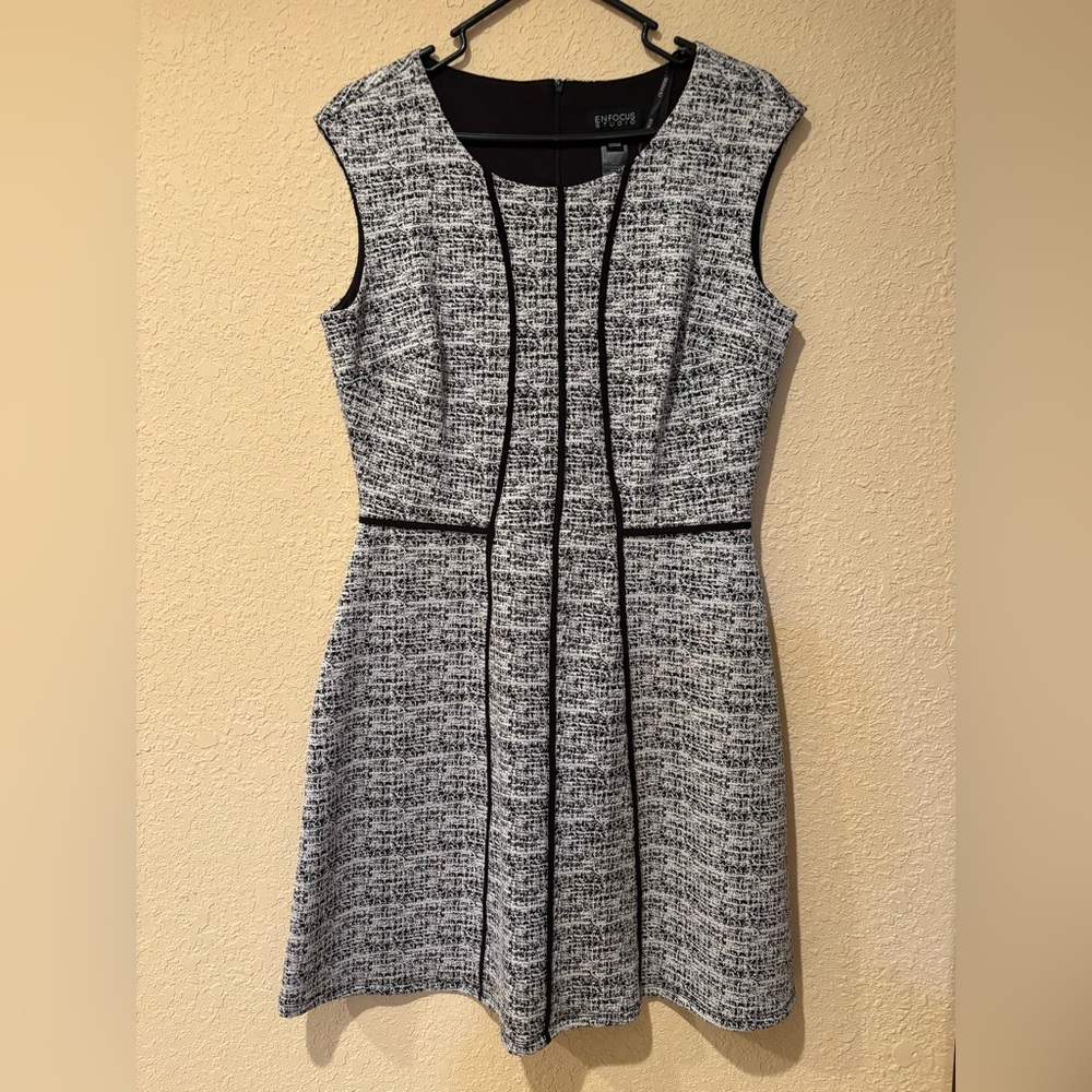 Elegant Black and White Tweed Dress